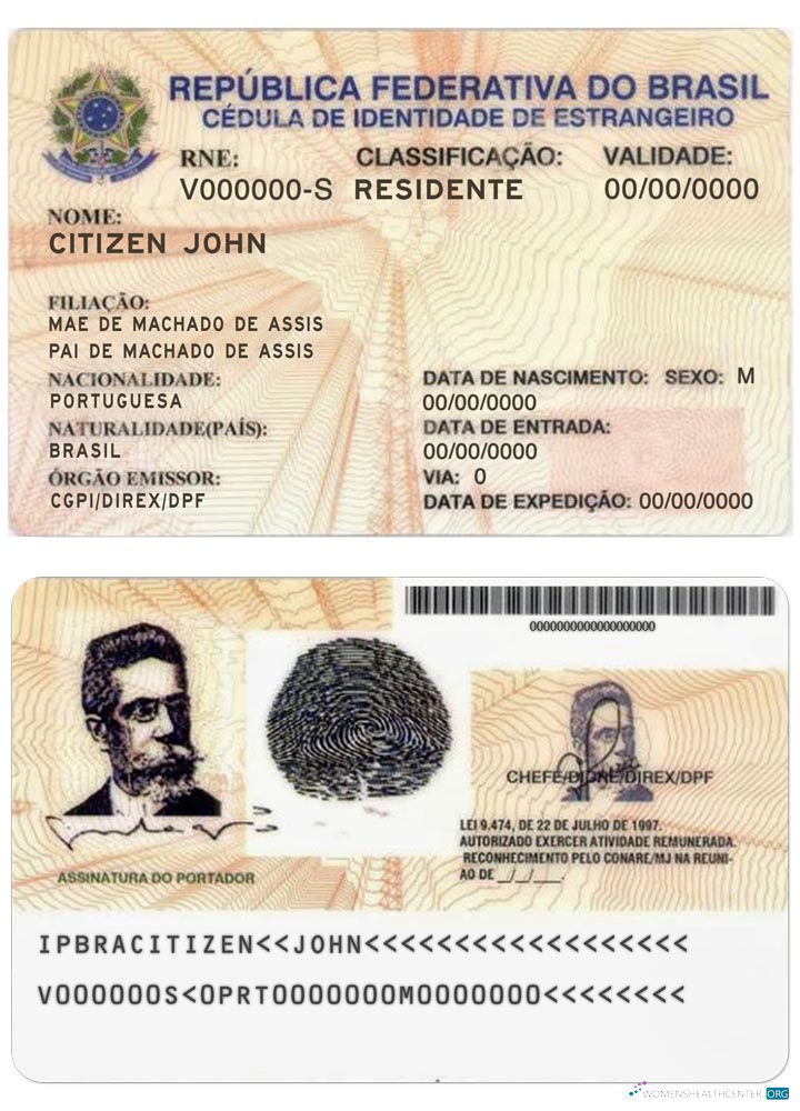 Download Brasil resident permit Photoshop template